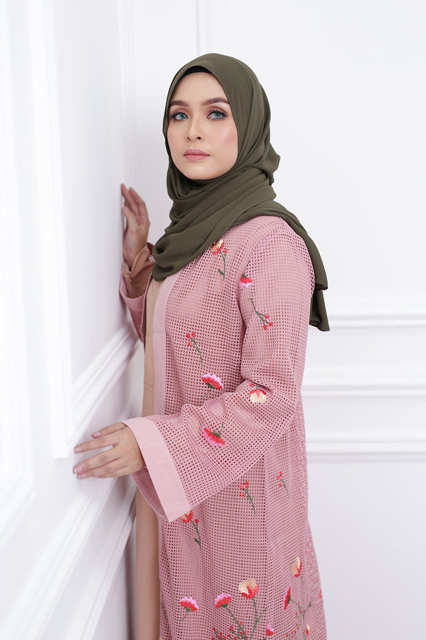 Floral Mesh Cardi (Dusty Pink)