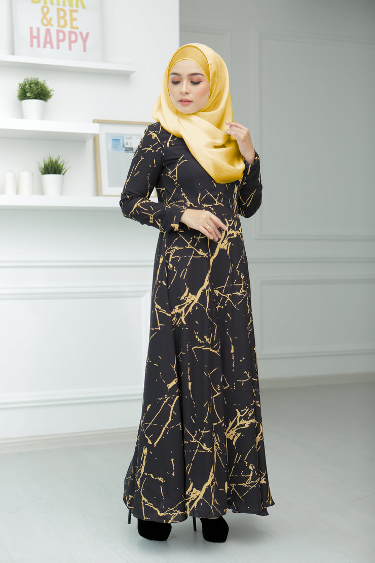 Marble Basic Dress (Black/Gold)