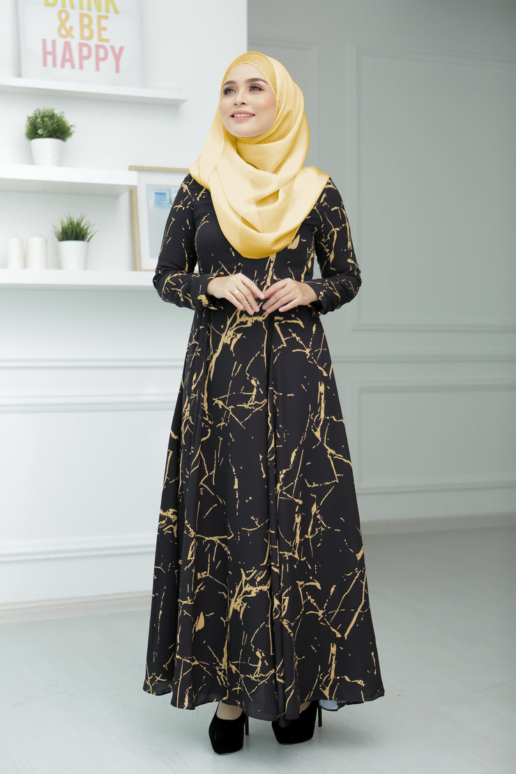 Marble Basic Dress (Black/Gold)