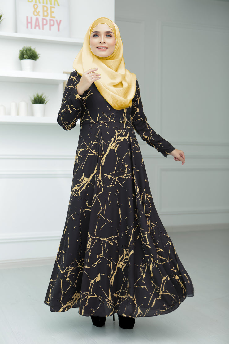 Marble Basic Dress (Black/Gold)