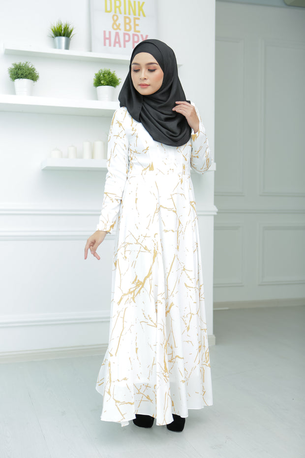 Marble Basic Dress (White/Gold)