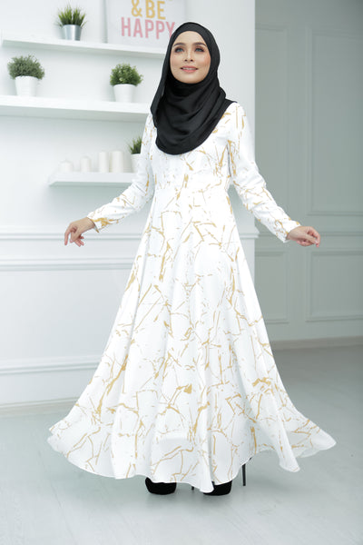 Marble Basic Dress (White/Gold)