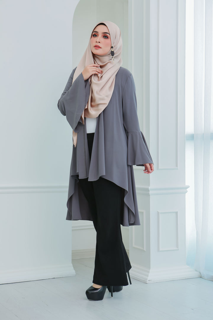 Short Flare Sleeve Cardi (Grey)