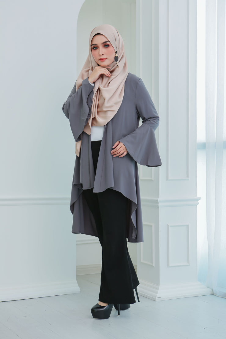 Short Flare Sleeve Cardi (Grey)