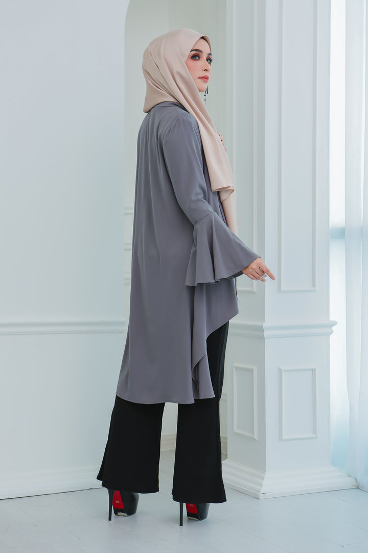 Short Flare Sleeve Cardi (Grey)