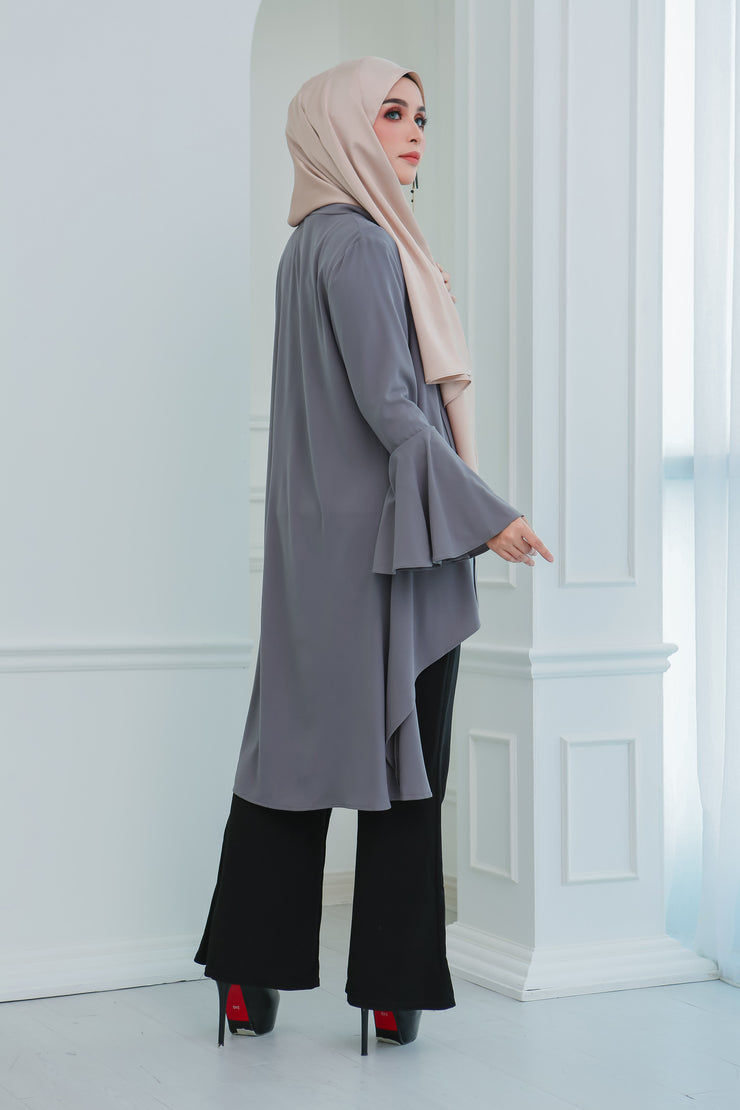Short Flare Sleeve Cardi (Grey)