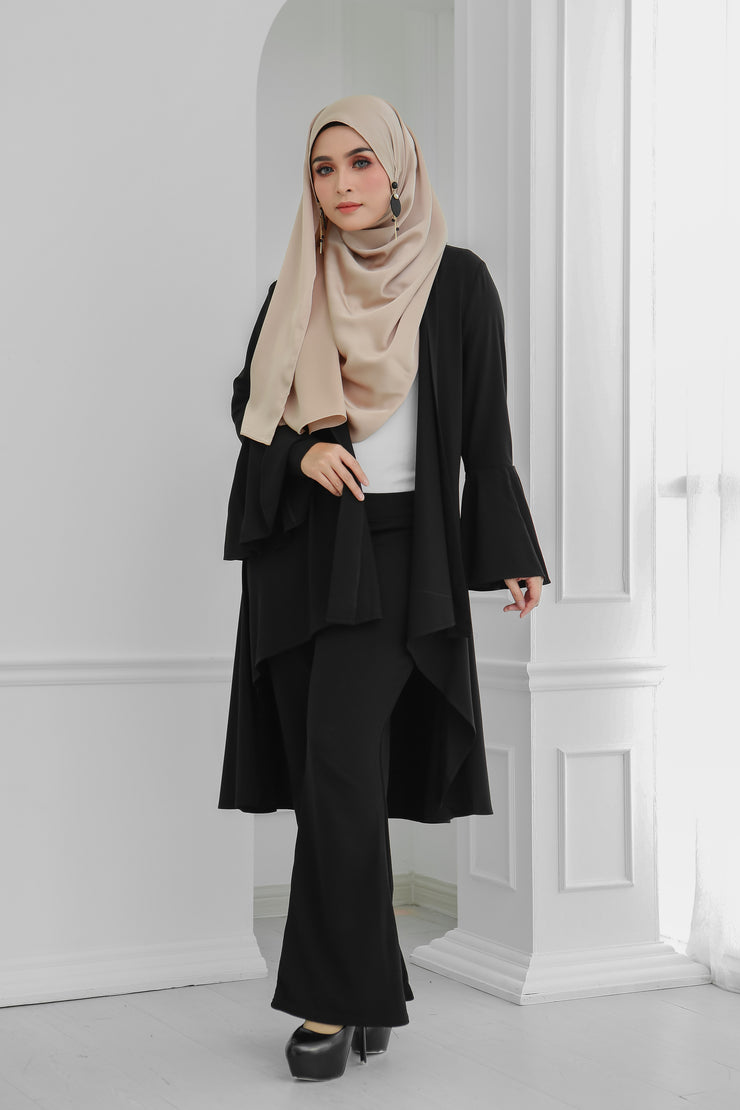 Short Flare Sleeve Cardi (Black)