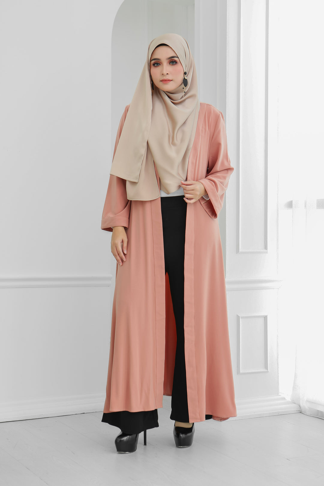 Long Wide Sleeves Cardi (Peach)