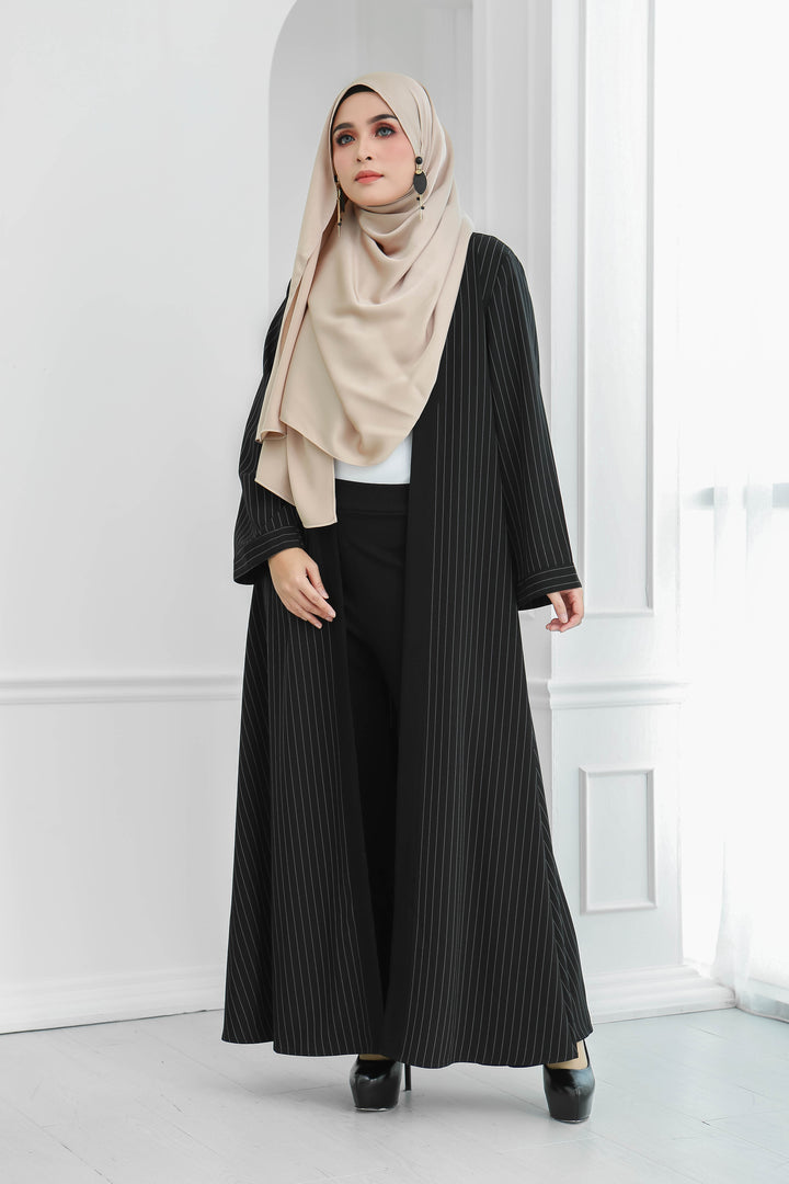 Stripe Long Cardi (Black)