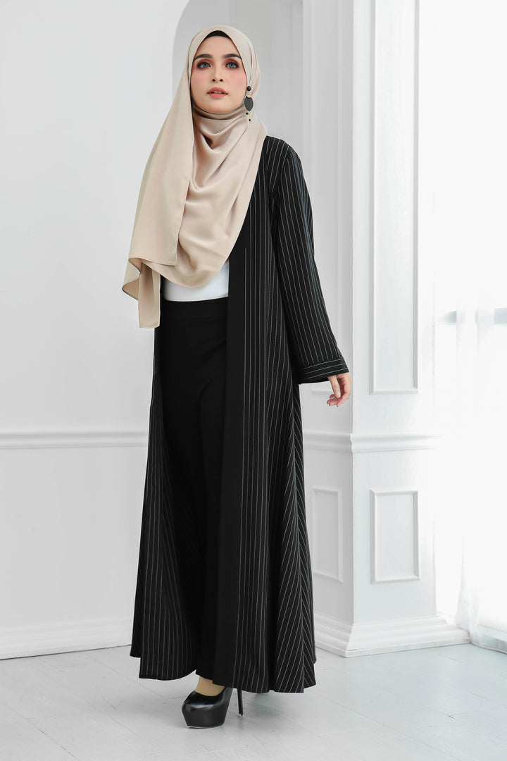 Stripe Long Cardi (Black)
