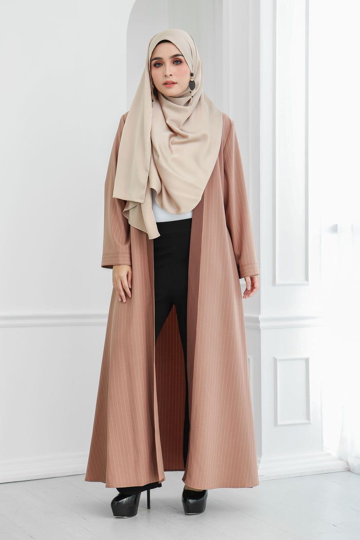 Stripe Long Cardi (Brown)