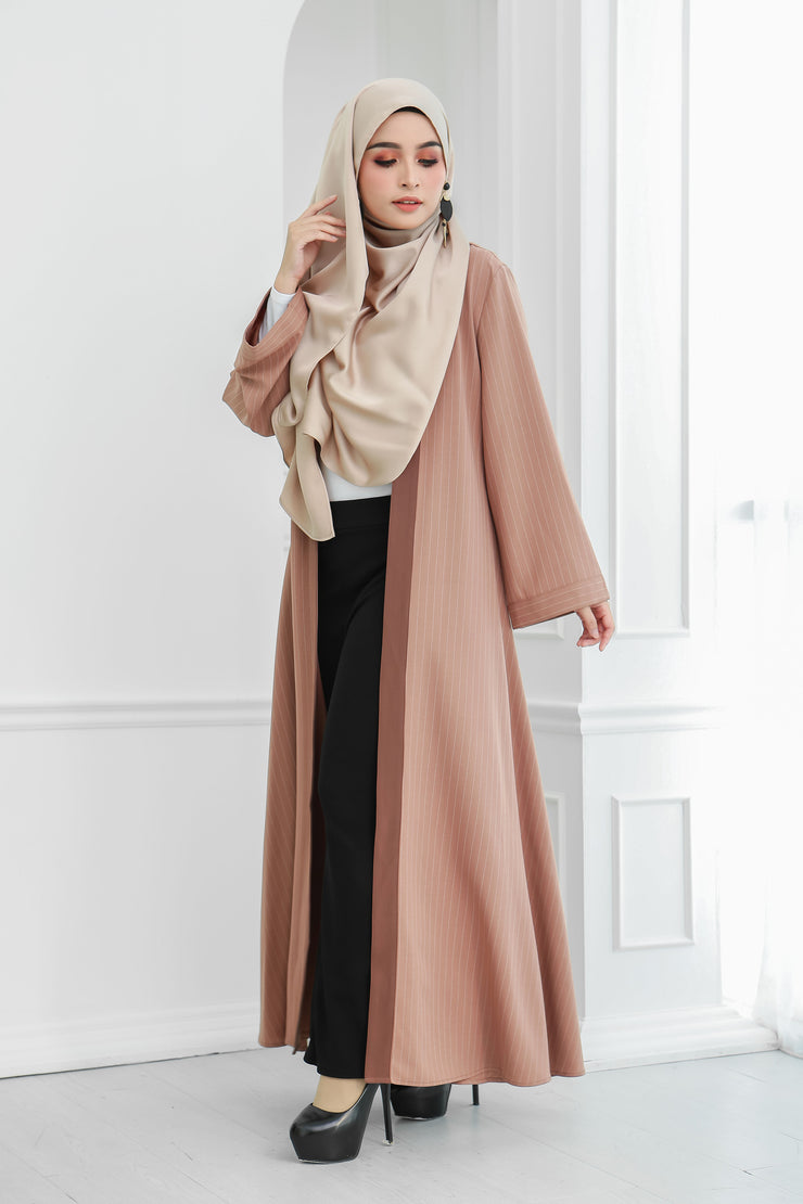 Stripe Long Cardi (Brown)