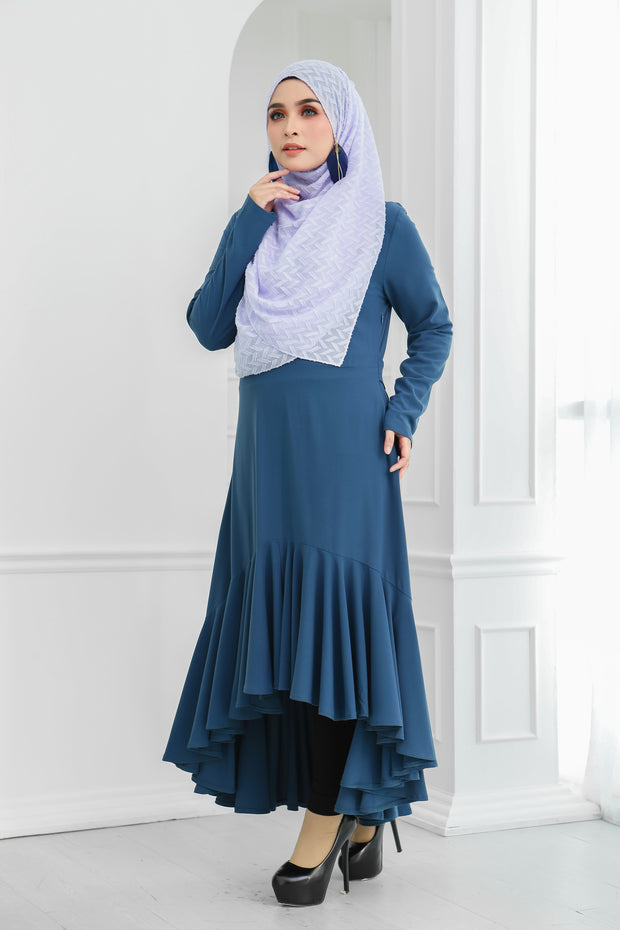 Ruffle Hem Dress (Blue)