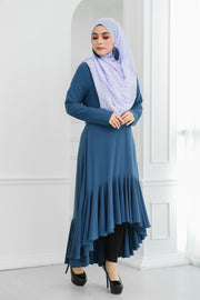 Ruffle Hem Dress (Blue)