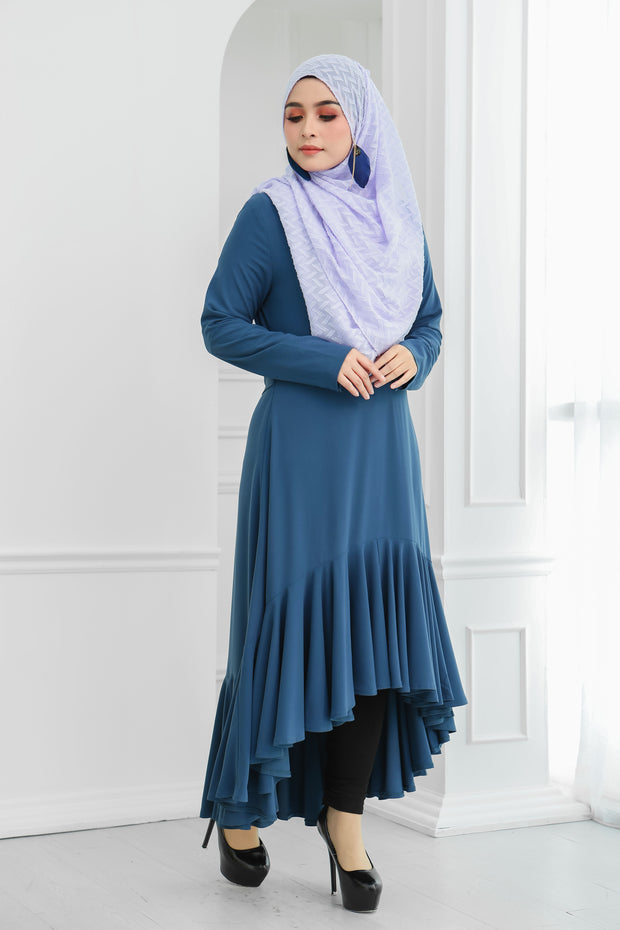 Ruffle Hem Dress (Blue)