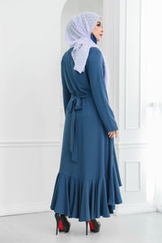 Ruffle Hem Dress (Blue)