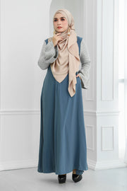 Tweed Ruffle Sleeves Dress (Bluish Grey)