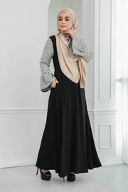 Tweed Ruffle Sleeves Dress (Black)