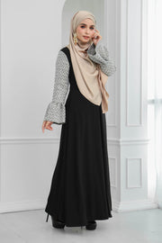 Tweed Ruffle Sleeves Dress (Black)