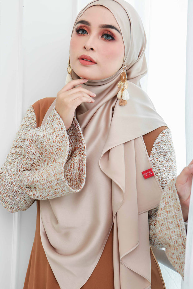 Tweed Ruffle Sleeves Dress (Chestnut Brown)