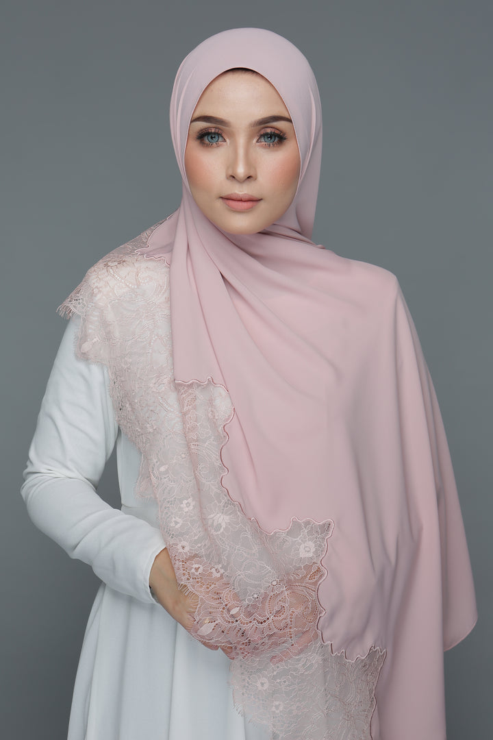 Powdered Chiffon Lace Blush (Length)