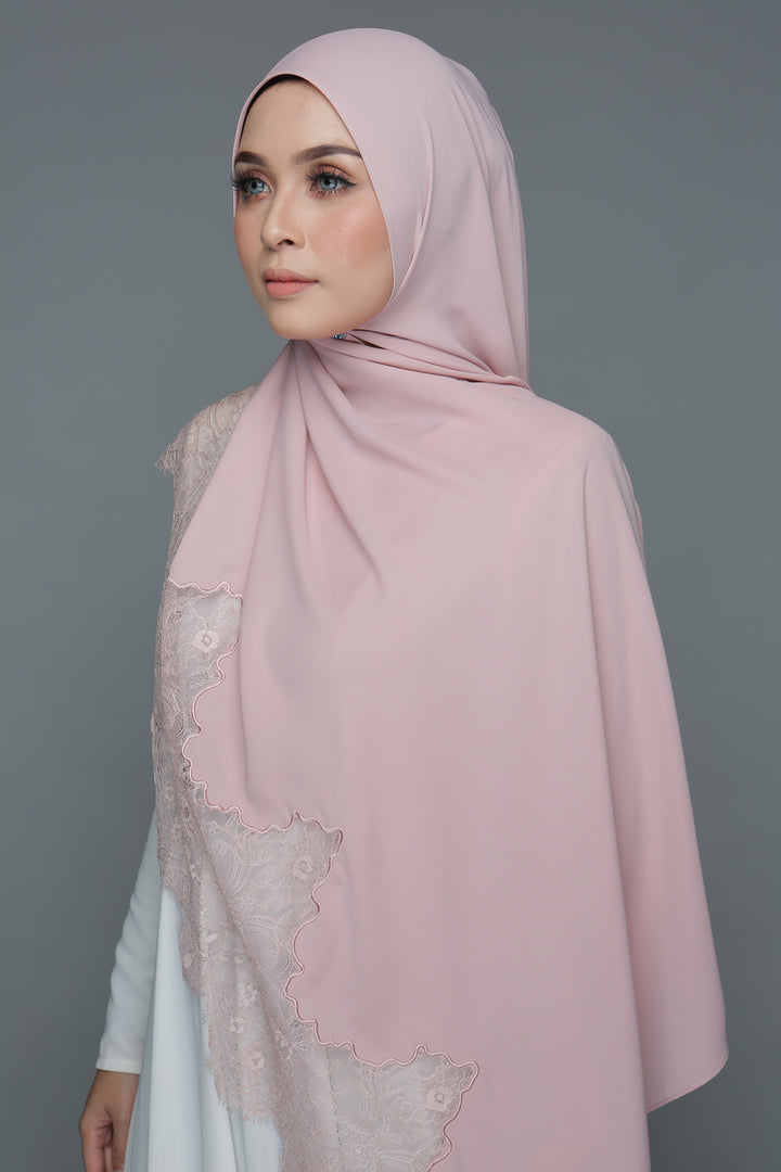 Powdered Chiffon Lace Blush (Length)