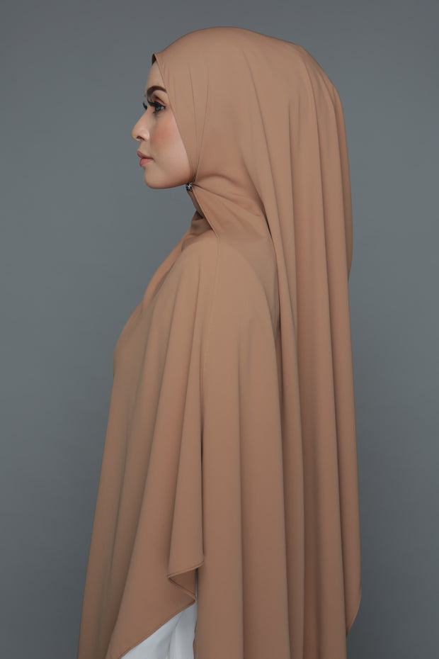NN Powdered Chiffon Long Shawl (Brown Chai Latte) | Nushee Nurra