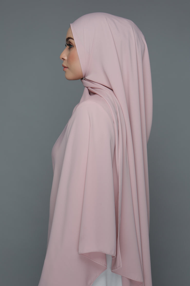 NN Powdered Chiffon Long Shawl (Dusty Light Pink) | Nushee Nurra