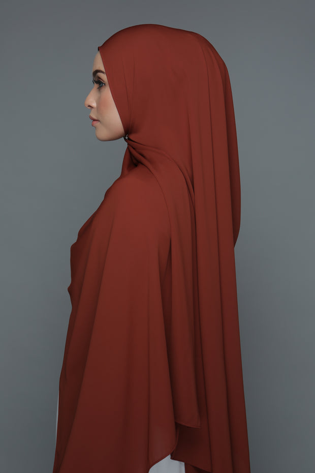 NN Powdered Chiffon Long Shawl (Dark Red Pear) | Nushee Nurra