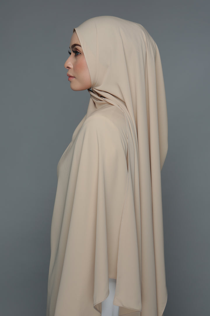 NN Powdered Chiffon Long Shawl (Neutral) | Nushee Nurra