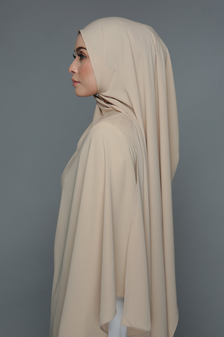 NN Powdered Chiffon Long Shawl (Neutral) | Nushee Nurra