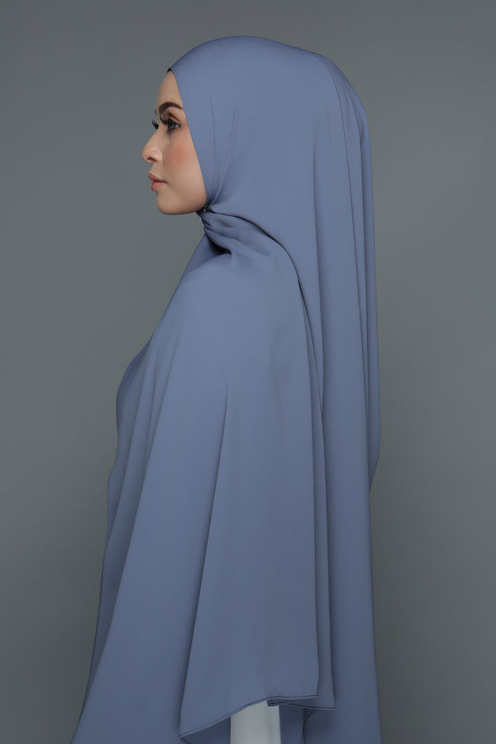 NN Powdered Chiffon Long Shawl (Midnight Blue) | Nushee Nurra
