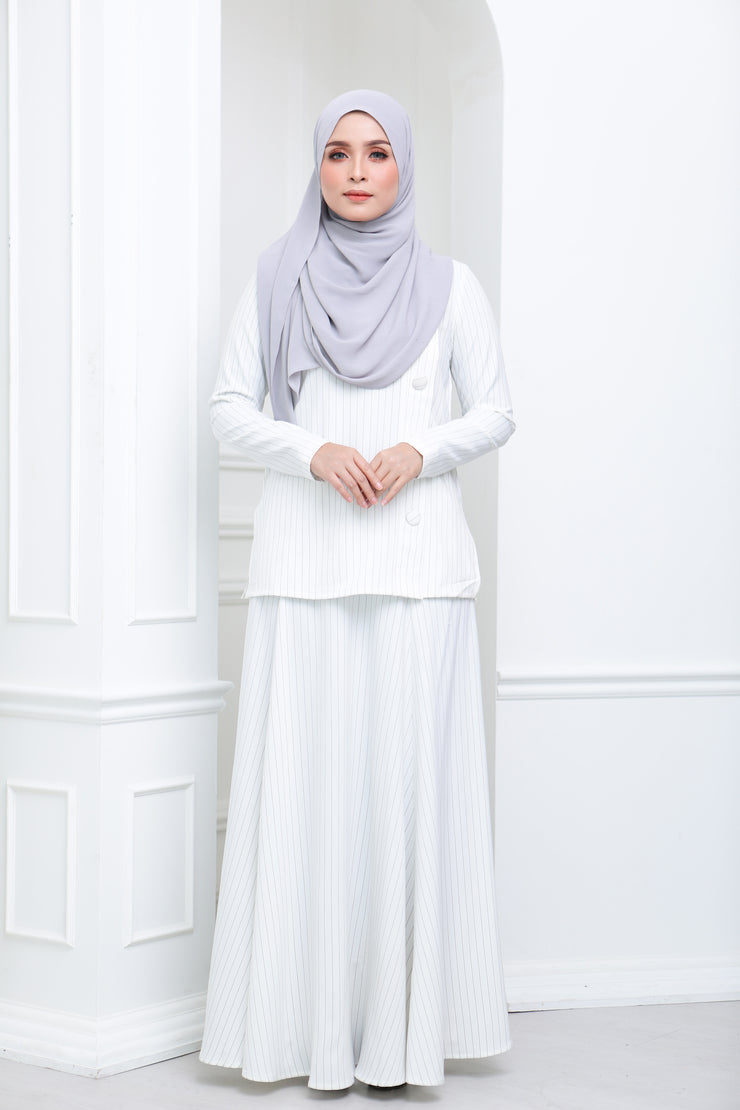 Flare Stripe Co Ord (White)