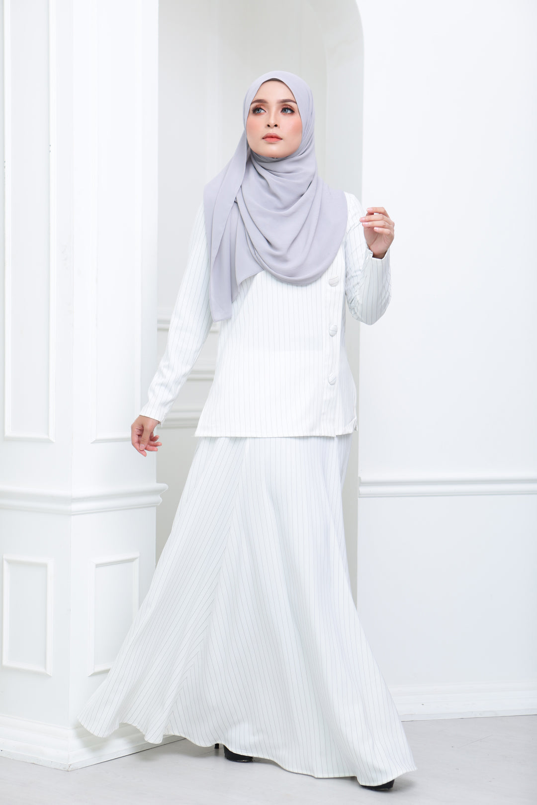 Flare Stripe Co Ord (White)