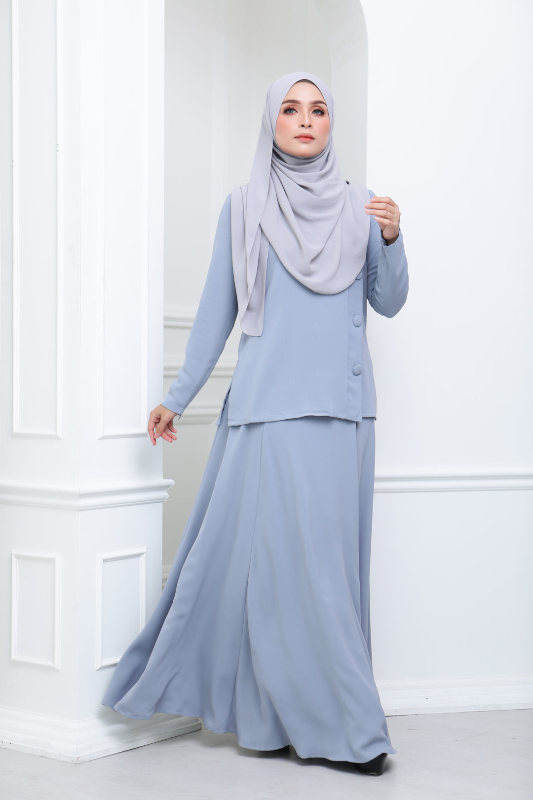 Flare Crepe Co Ord (Sky)