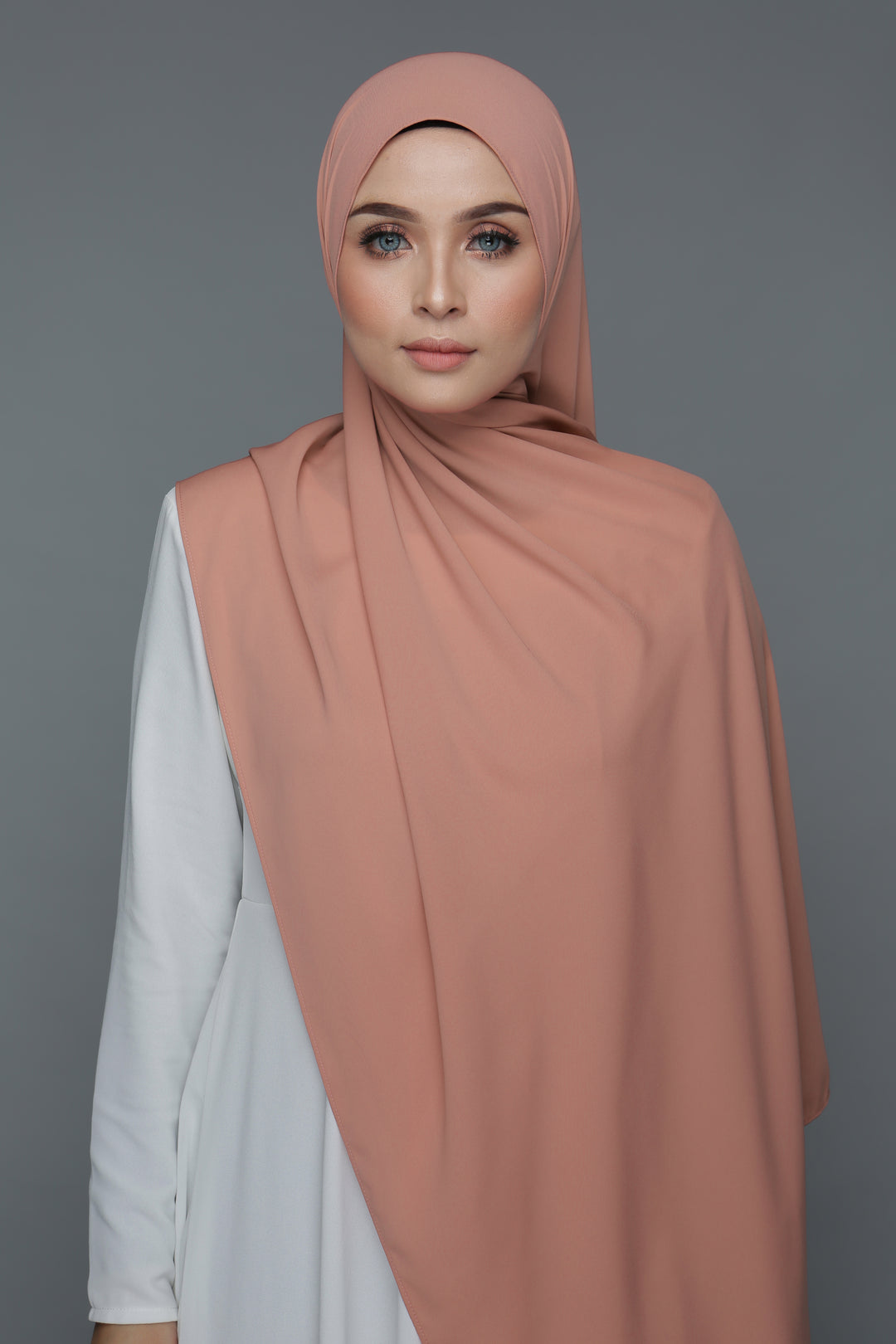 NN Powdered Chiffon Long Shawl (Powder Peach) | Nushee Nurra
