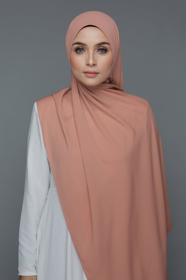 NN Powdered Chiffon Long Shawl (Powder Peach) | Nushee Nurra