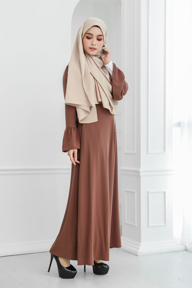 Basic Ruffle Sleeve Dress (Brown Sugar)