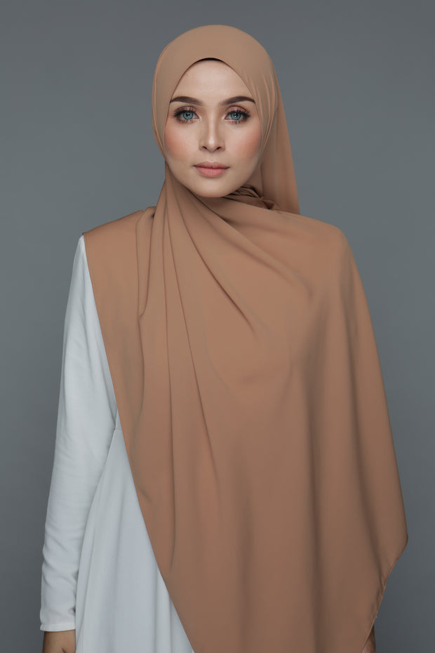 NN Powdered Chiffon Long Shawl (Brown Chai Latte) | Nushee Nurra