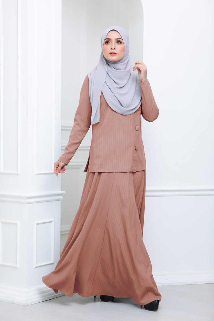 Flare Stripe Co Ord (Chestnut)