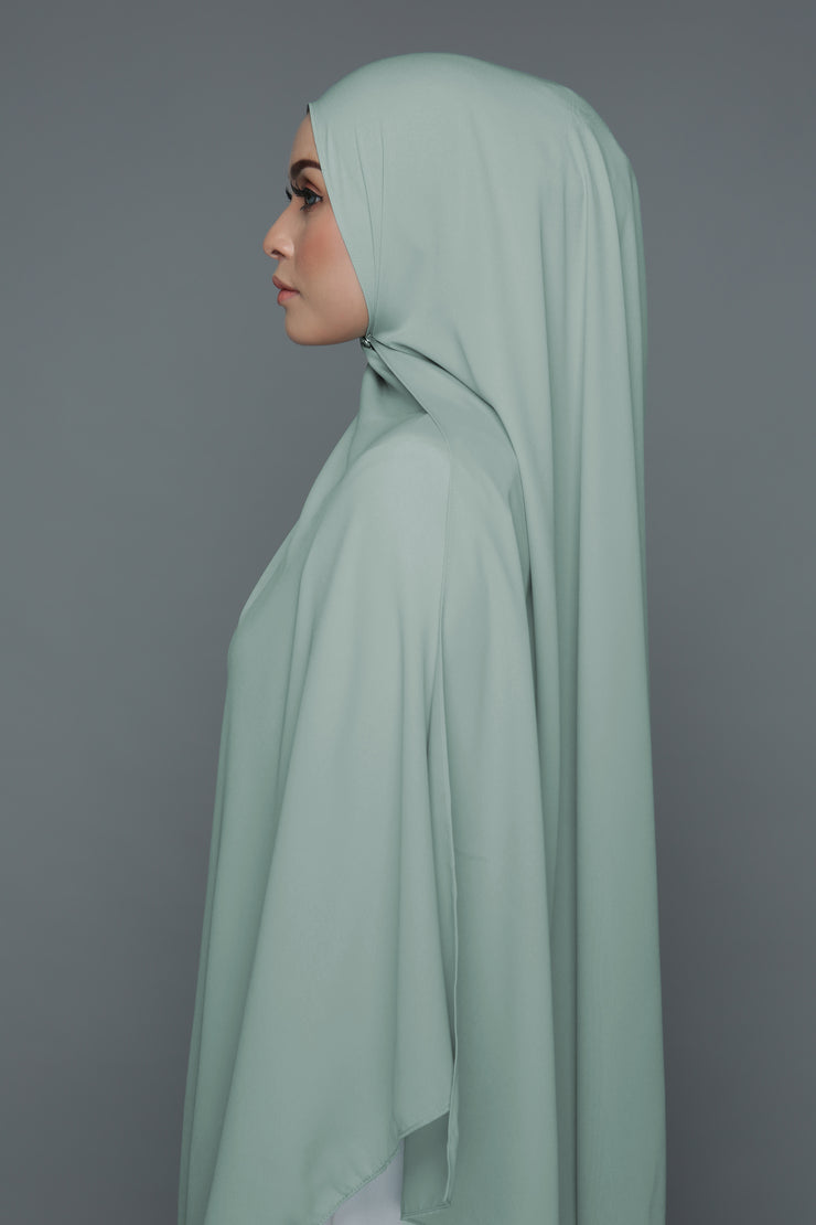 NN Powdered Chiffon Long Shawl (Green) | Nushee Nurra