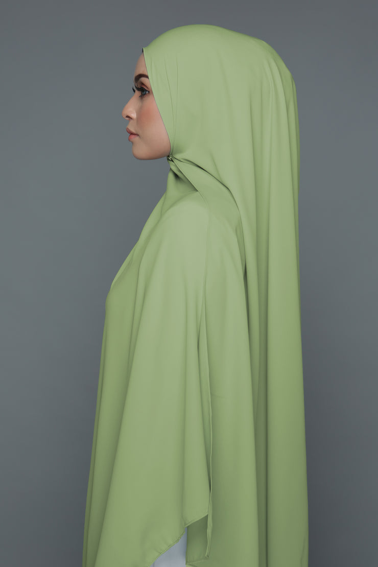 NN Powdered Chiffon Long Shawl (Pistachio Green) | Nushee Nurra