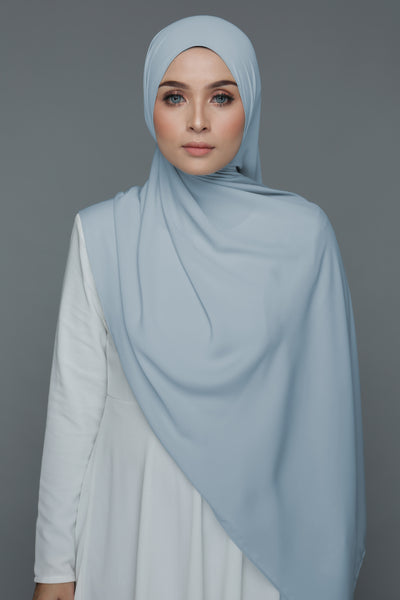 NN Powdered Chiffon Long Shawl (Light Blue) | Nushee Nurra