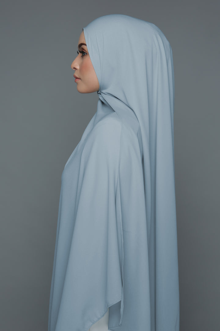 NN Powdered Chiffon Long Shawl (Light Blue) | Nushee Nurra