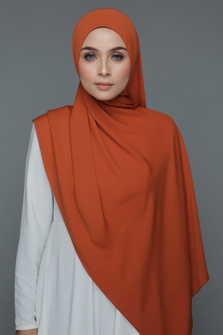 NN Powdered Chiffon Long Shawl (Pumpkin Orange) | Nushee Nurra