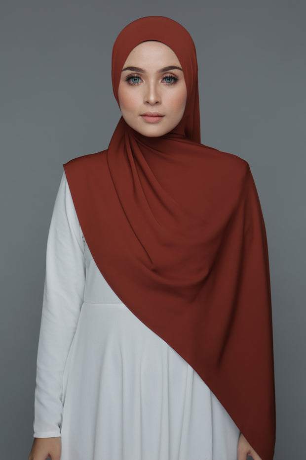 NN Powdered Chiffon Long Shawl (Dark Red Pear) | Nushee Nurra
