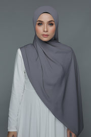 NN Powdered Chiffon Long Shawl (Dark Grey | Nushee Nurra