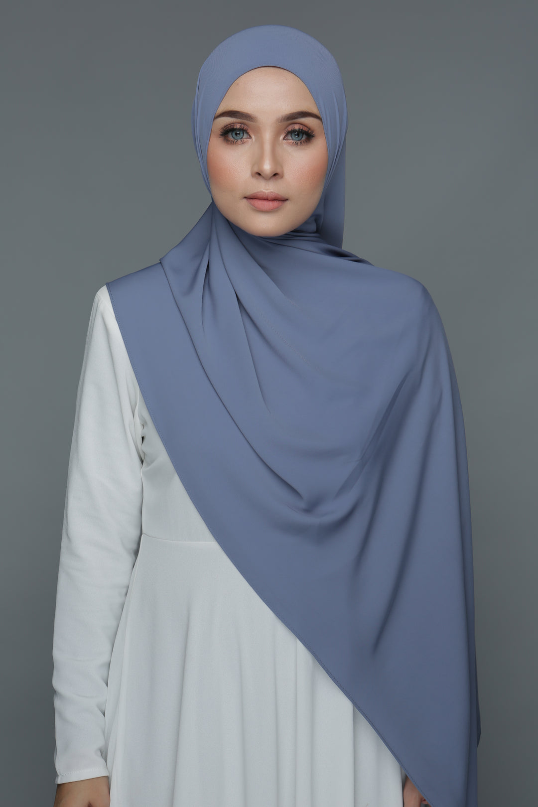 NN Powdered Chiffon Long Shawl (Midnight Blue) | Nushee Nurra