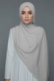 NN Powdered Chiffon Long Shawl (Smoke Light Grey) | Nushee Nurra
