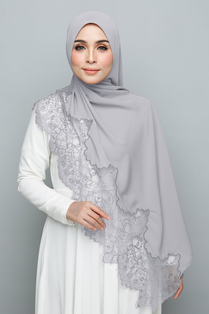 Powdered Chiffon Lace Smoke And Mirror (Length)